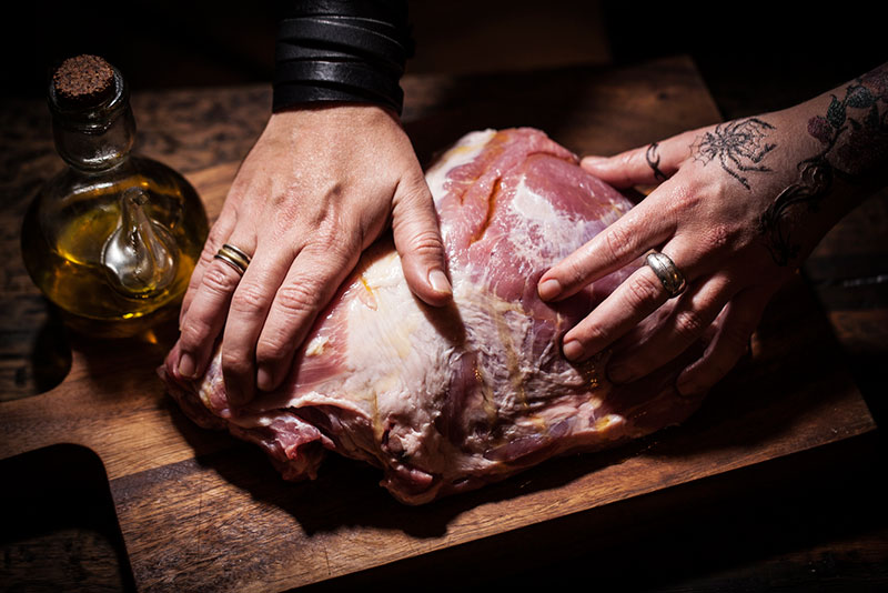 If the surface of the meat you are going to rub is a bit dry and you find that not enough of the rub is clinging to it, simply massage it with some extra virgin olive oil.
